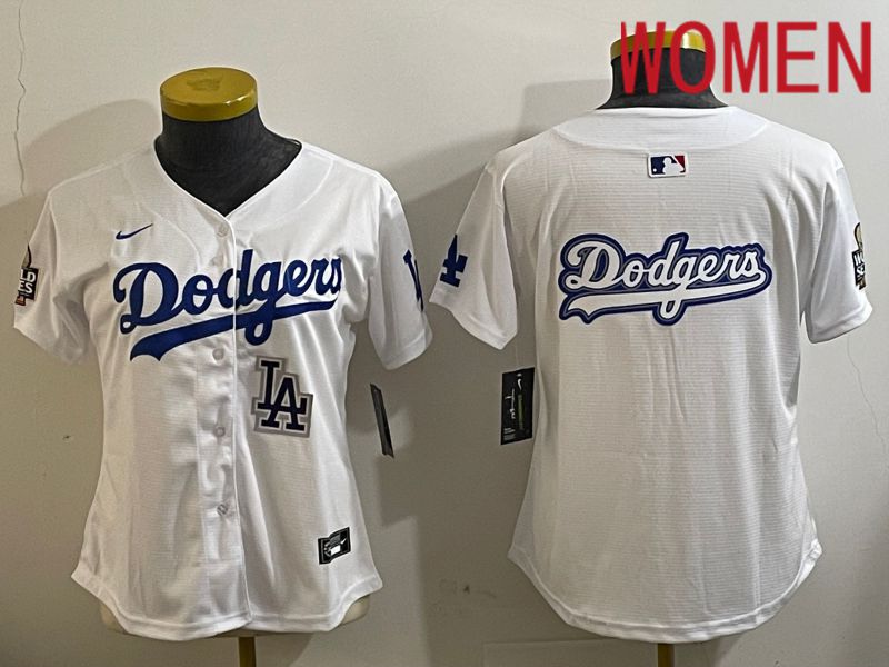 Women Los Angeles Dodgers Blank White Game 2024 Nike MLB Jersey style 112115->women mlb jersey->Women Jersey